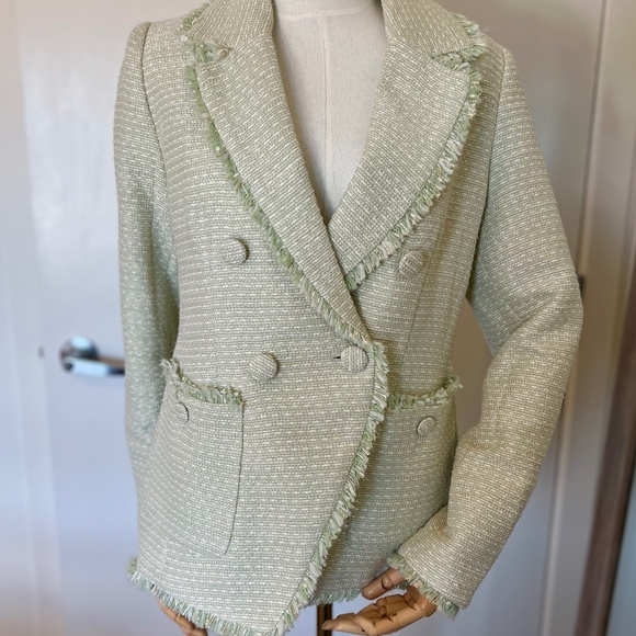 NWT HOUSE OF HARLOW 1960 Pistachio Tweed Blazer - Picture 2 of 12